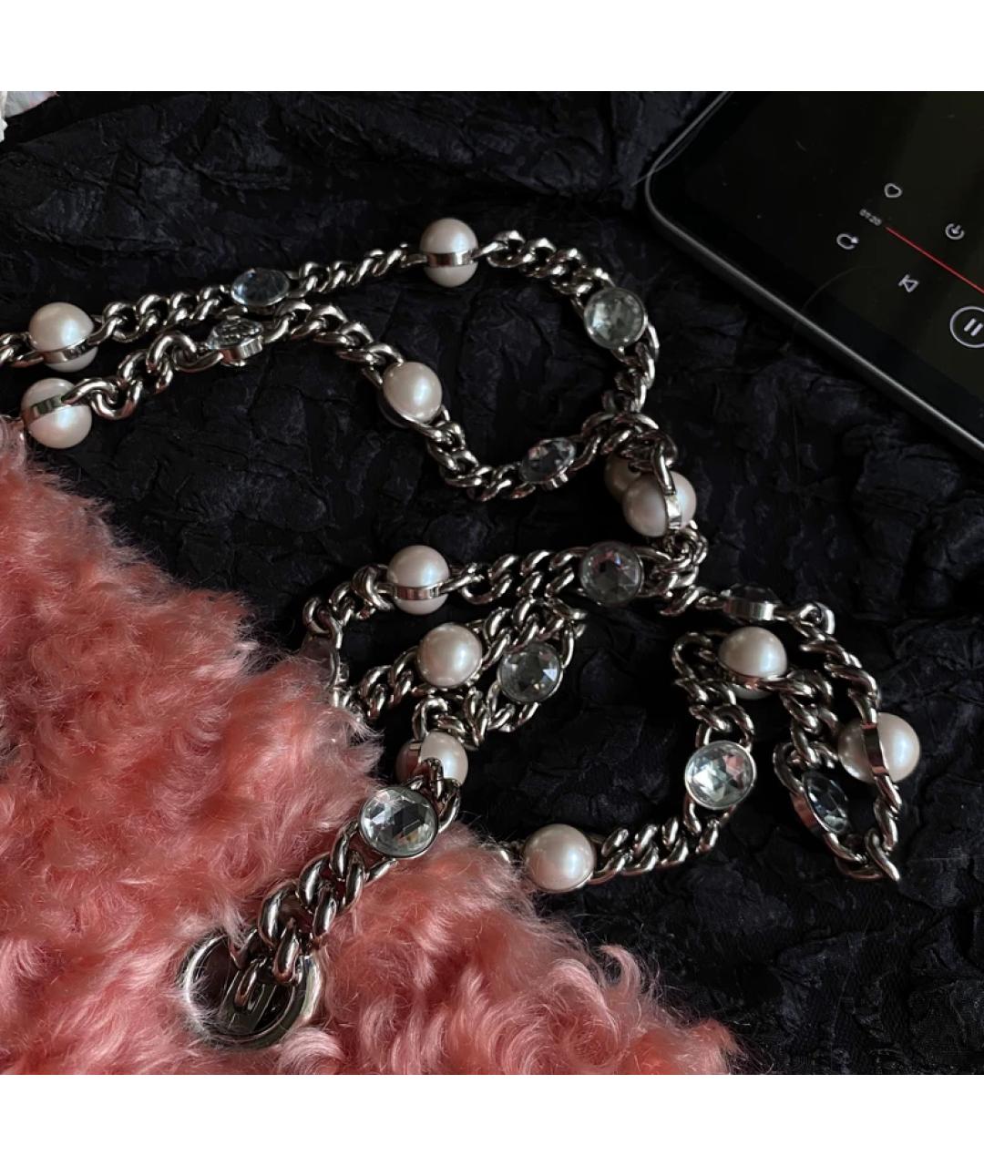 MIU MIU Розовая меховая сумка с короткими ручками, фото 4