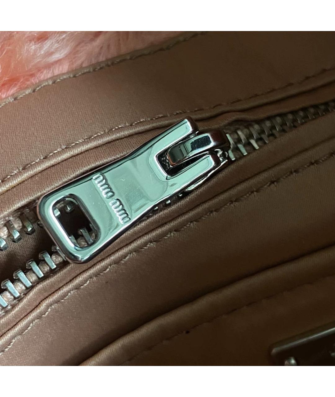 MIU MIU Розовая меховая сумка с короткими ручками, фото 6