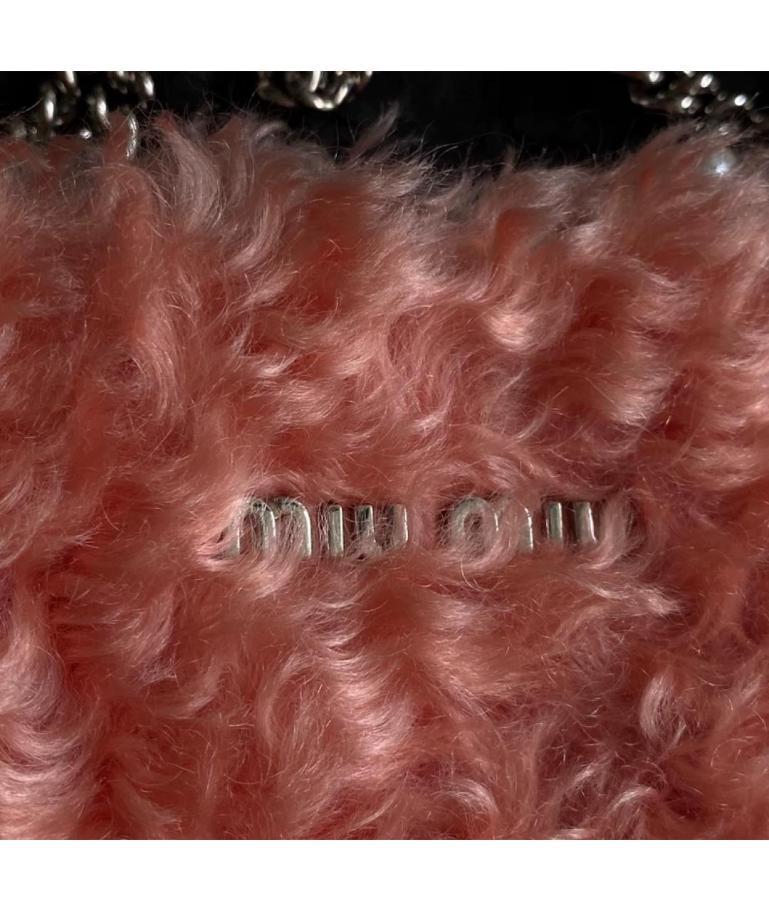 MIU MIU Розовая меховая сумка с короткими ручками, фото 3