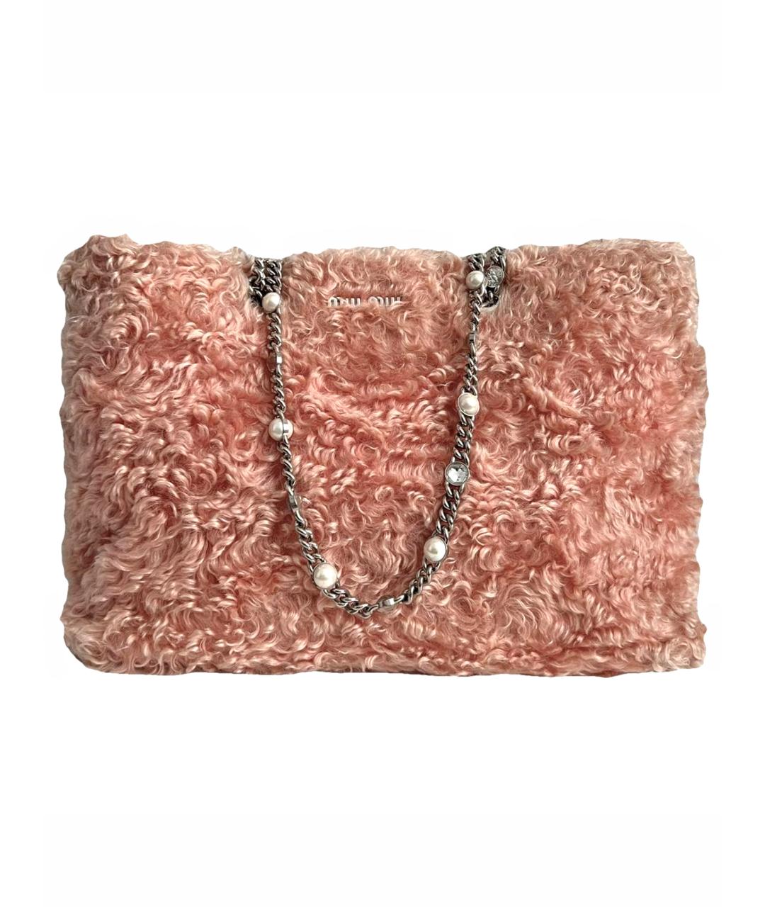 MIU MIU Розовая меховая сумка с короткими ручками, фото 1