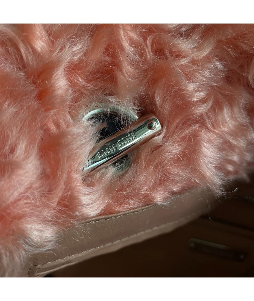 MIU MIU Розовая меховая сумка с короткими ручками, фото 5