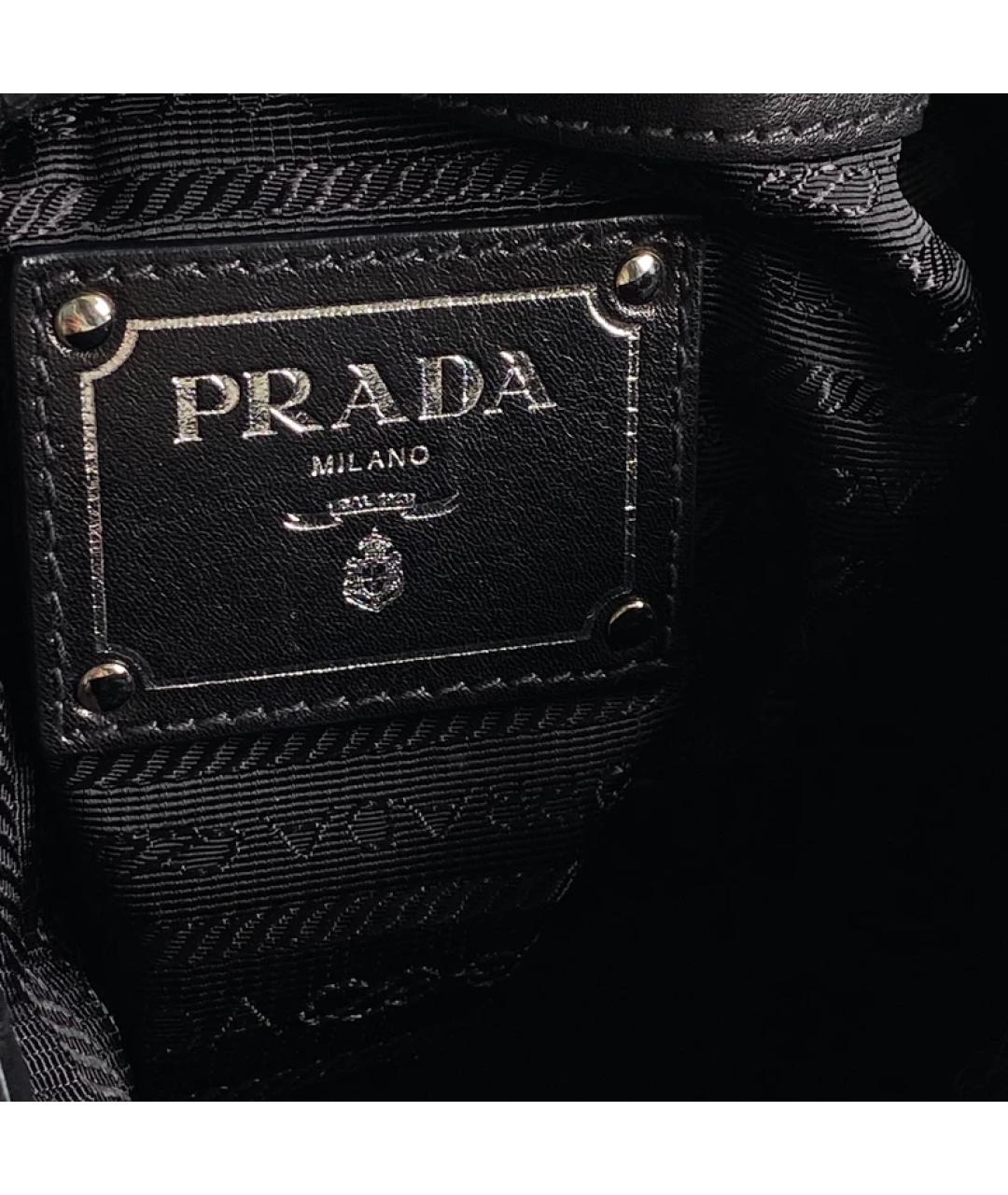 PRADA Черная кожаная сумка с короткими ручками, фото 5