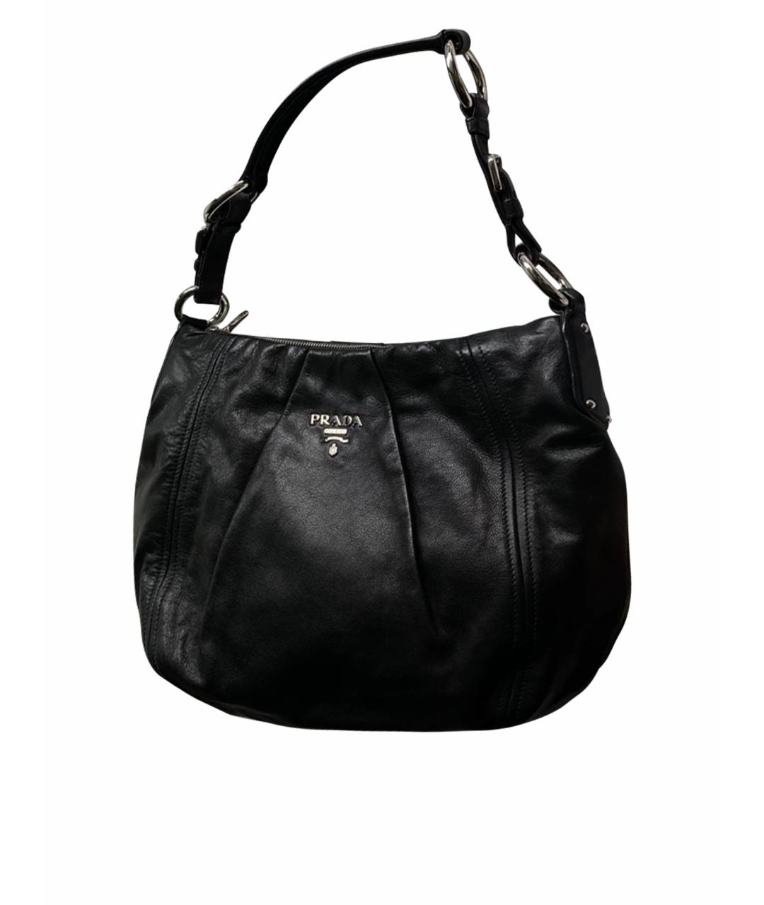 PRADA Черная кожаная сумка с короткими ручками, фото 1