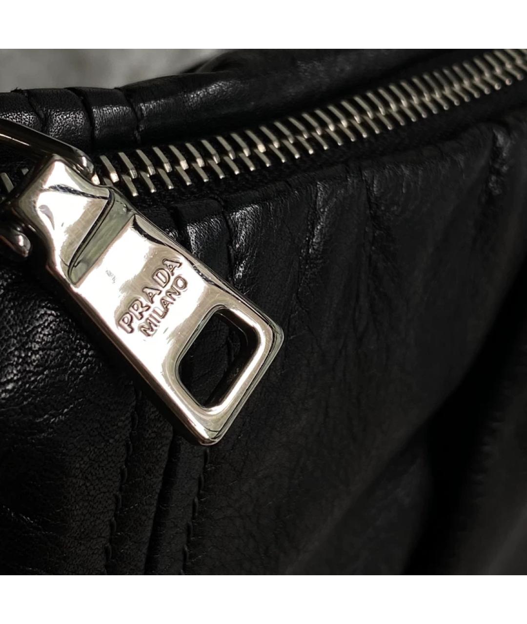 PRADA Черная кожаная сумка с короткими ручками, фото 4