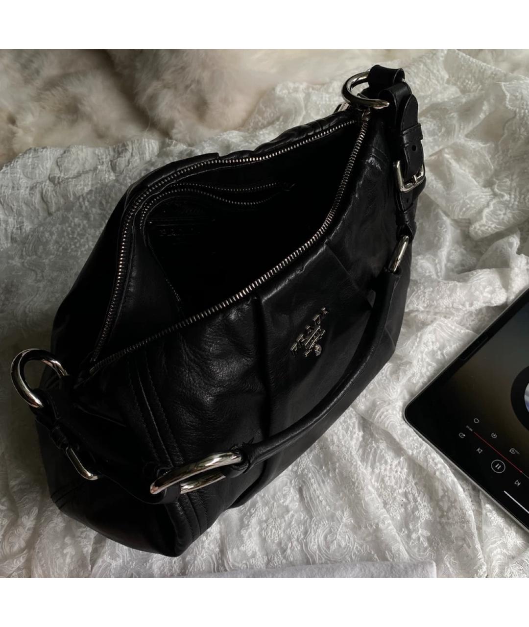 PRADA Черная кожаная сумка с короткими ручками, фото 7
