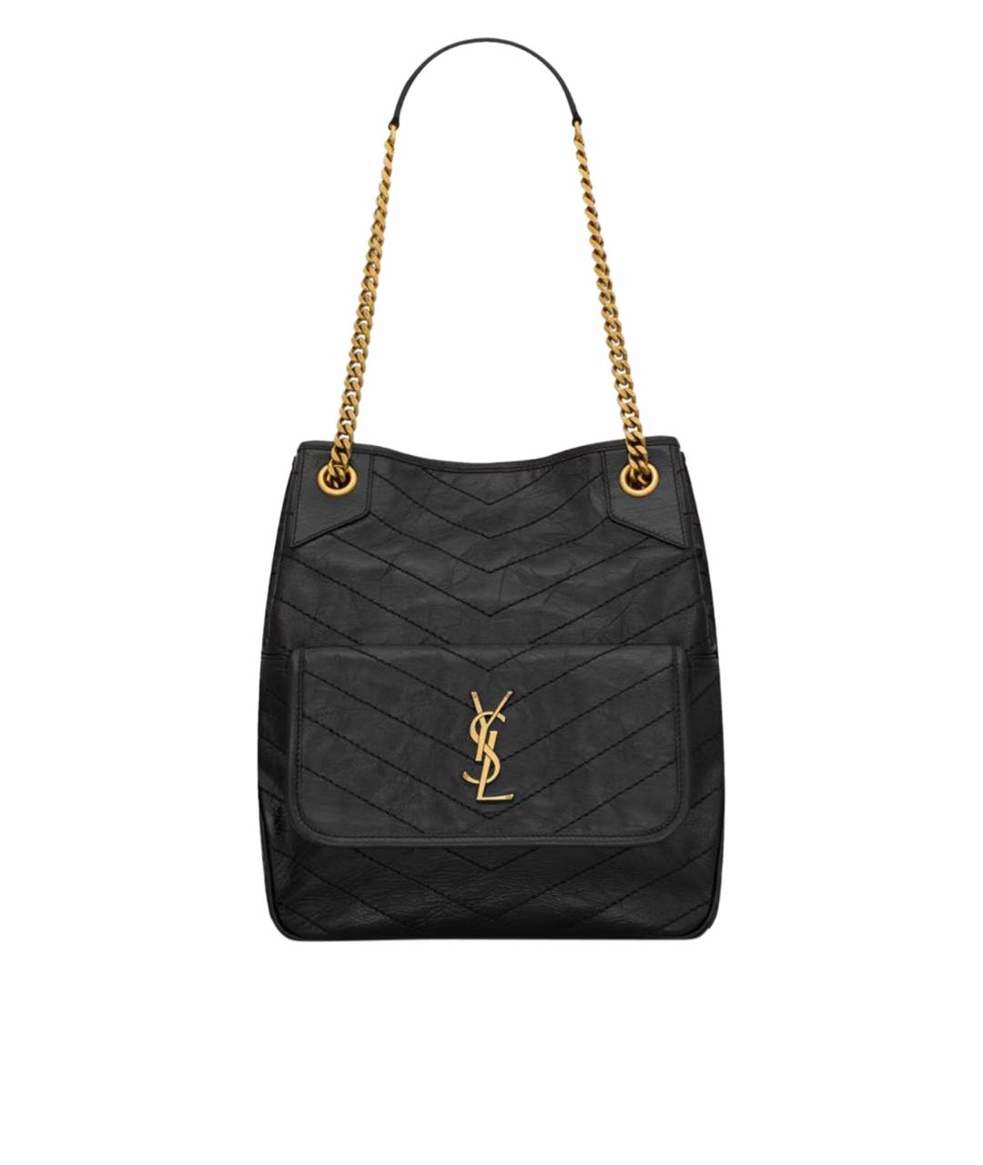 SAINT LAURENT Черная кожаная сумка тоут, фото 1