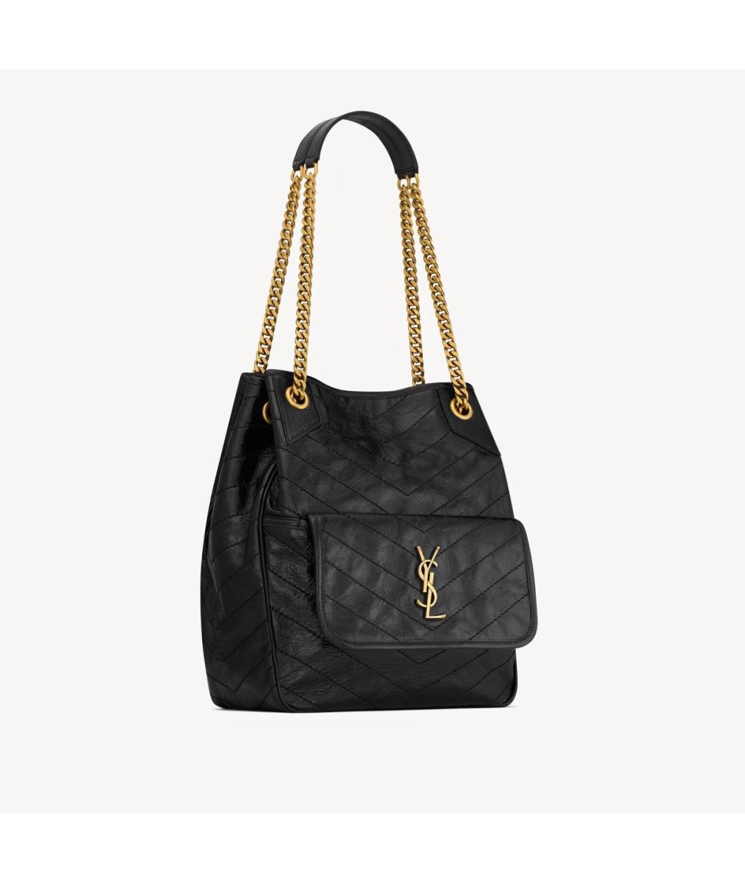 SAINT LAURENT Черная кожаная сумка тоут, фото 2