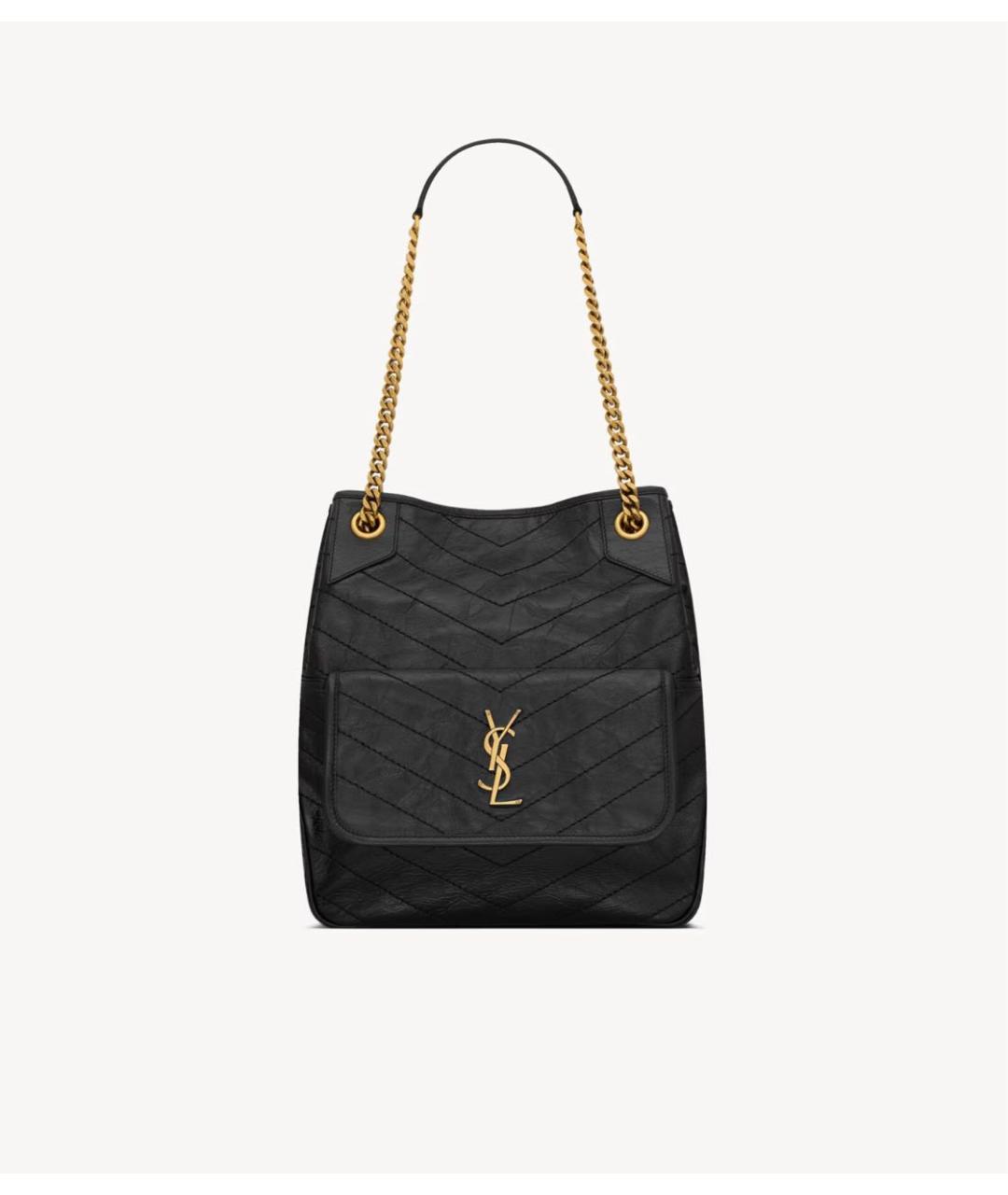 SAINT LAURENT Черная кожаная сумка тоут, фото 5