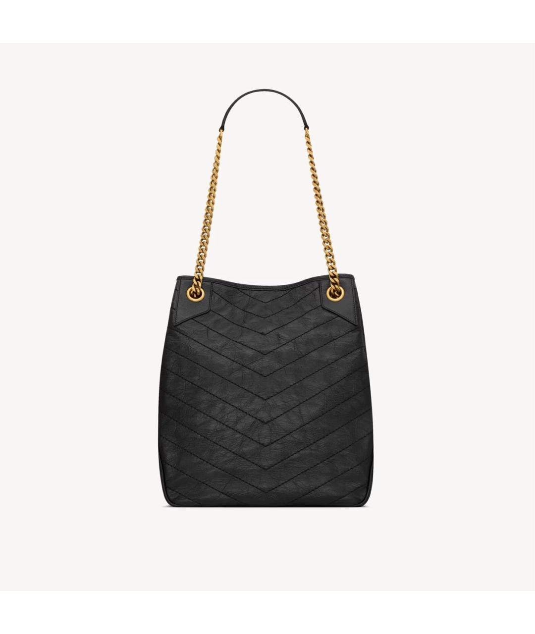 SAINT LAURENT Черная кожаная сумка тоут, фото 4