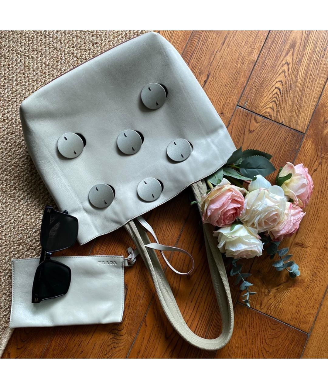 PRADA Бежевая тканевая сумка с короткими ручками, фото 6