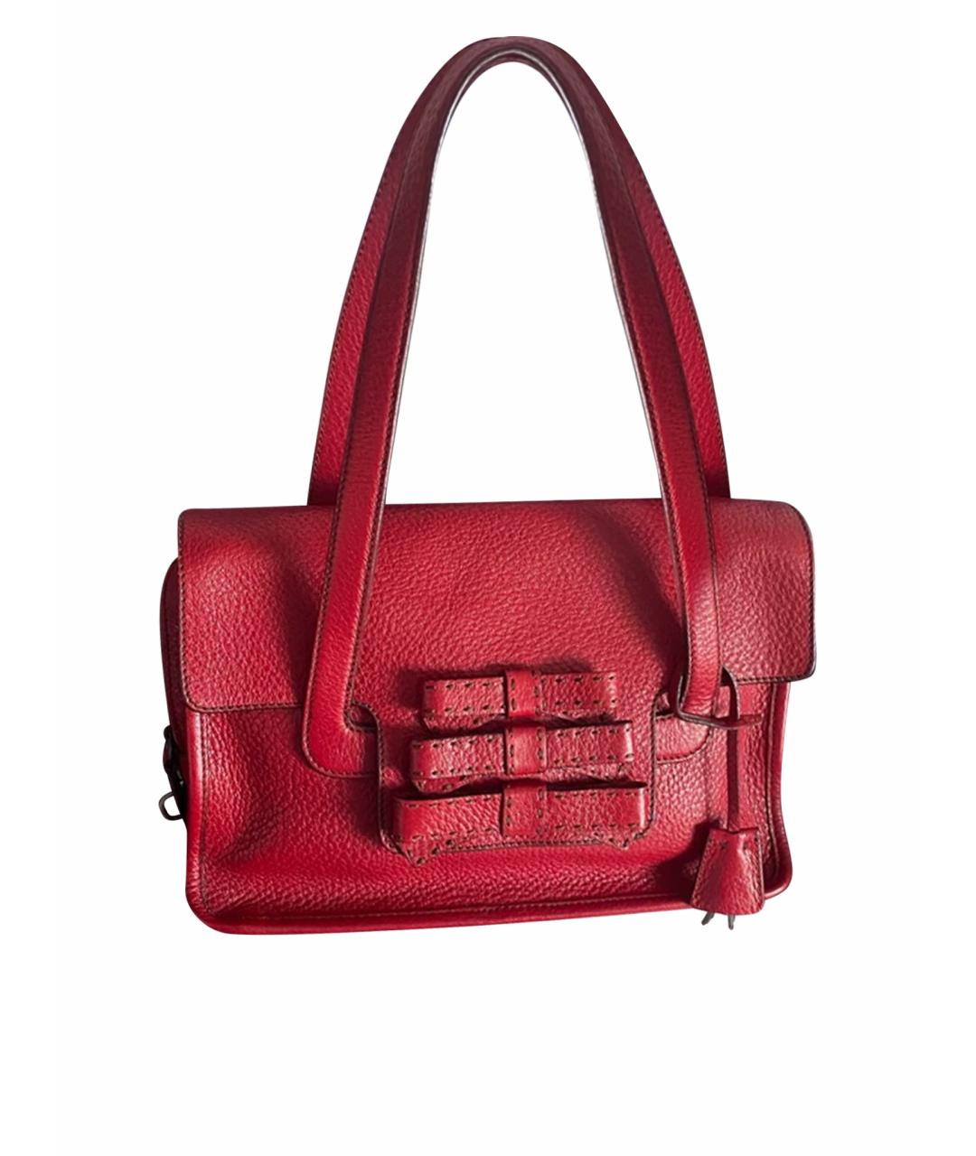 PRADA Красная кожаная сумка с короткими ручками, фото 1