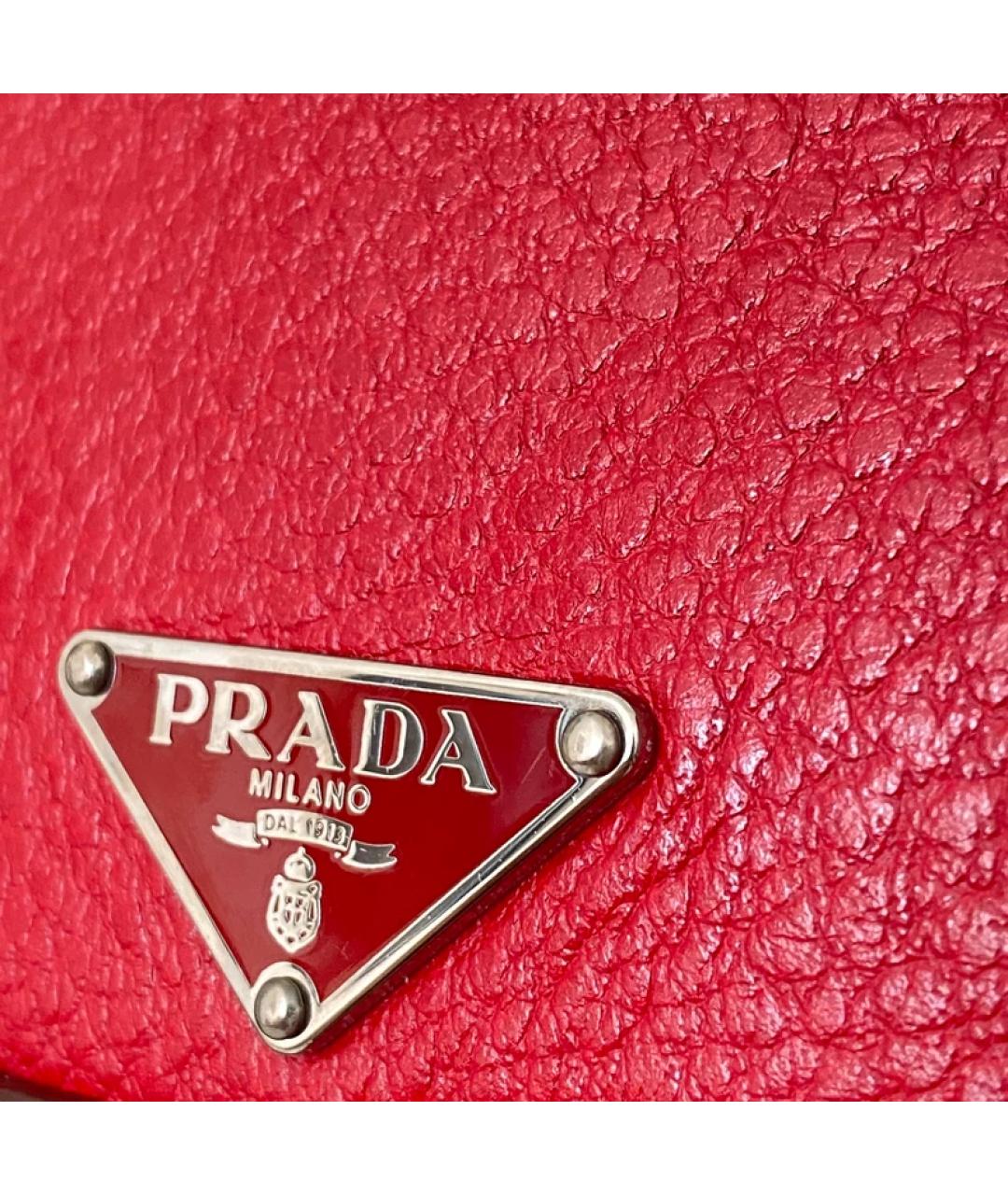 PRADA Красная кожаная сумка с короткими ручками, фото 4
