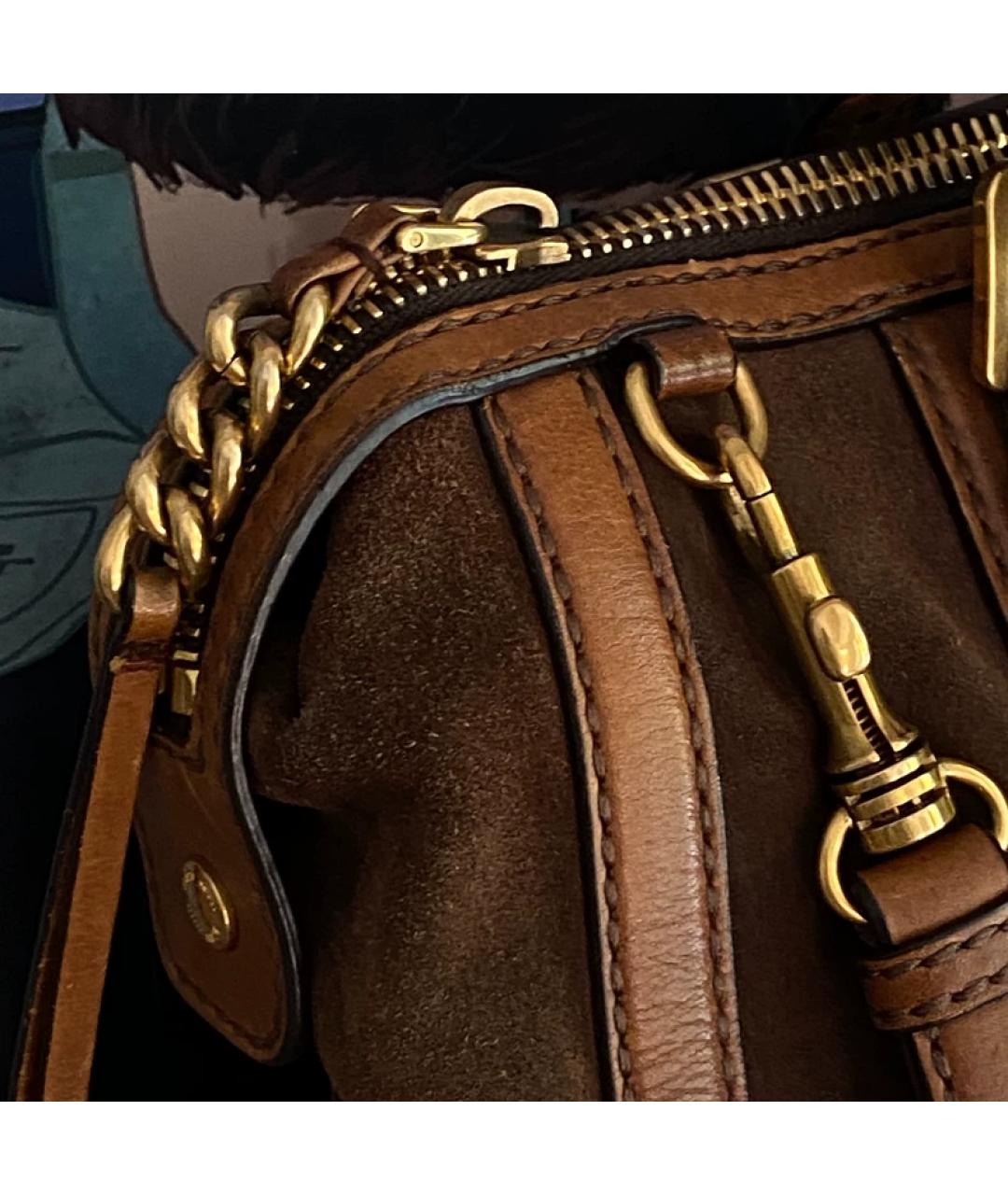 MIU MIU Коричневая кожаная сумка с короткими ручками, фото 5