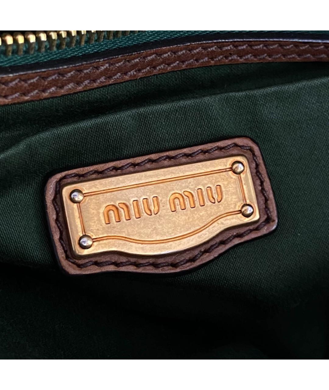MIU MIU Коричневая кожаная сумка с короткими ручками, фото 7