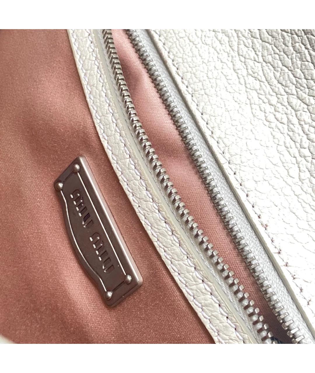 MIU MIU Белая кожаная сумка с короткими ручками, фото 3