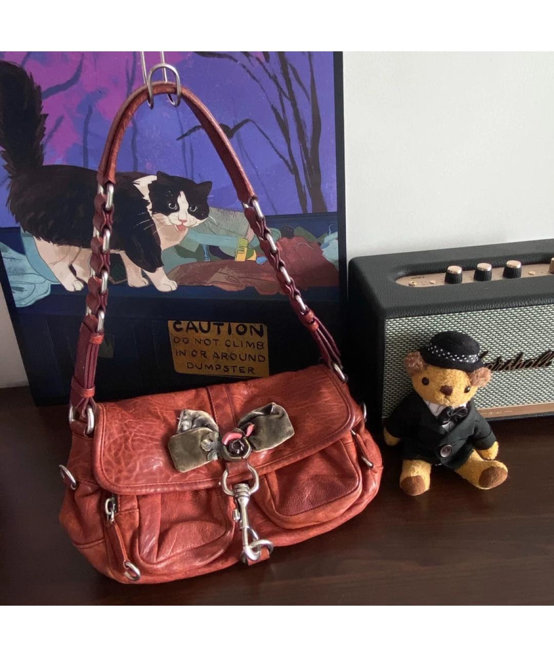 MIU MIU Коричневая кожаная сумка с короткими ручками, фото 6