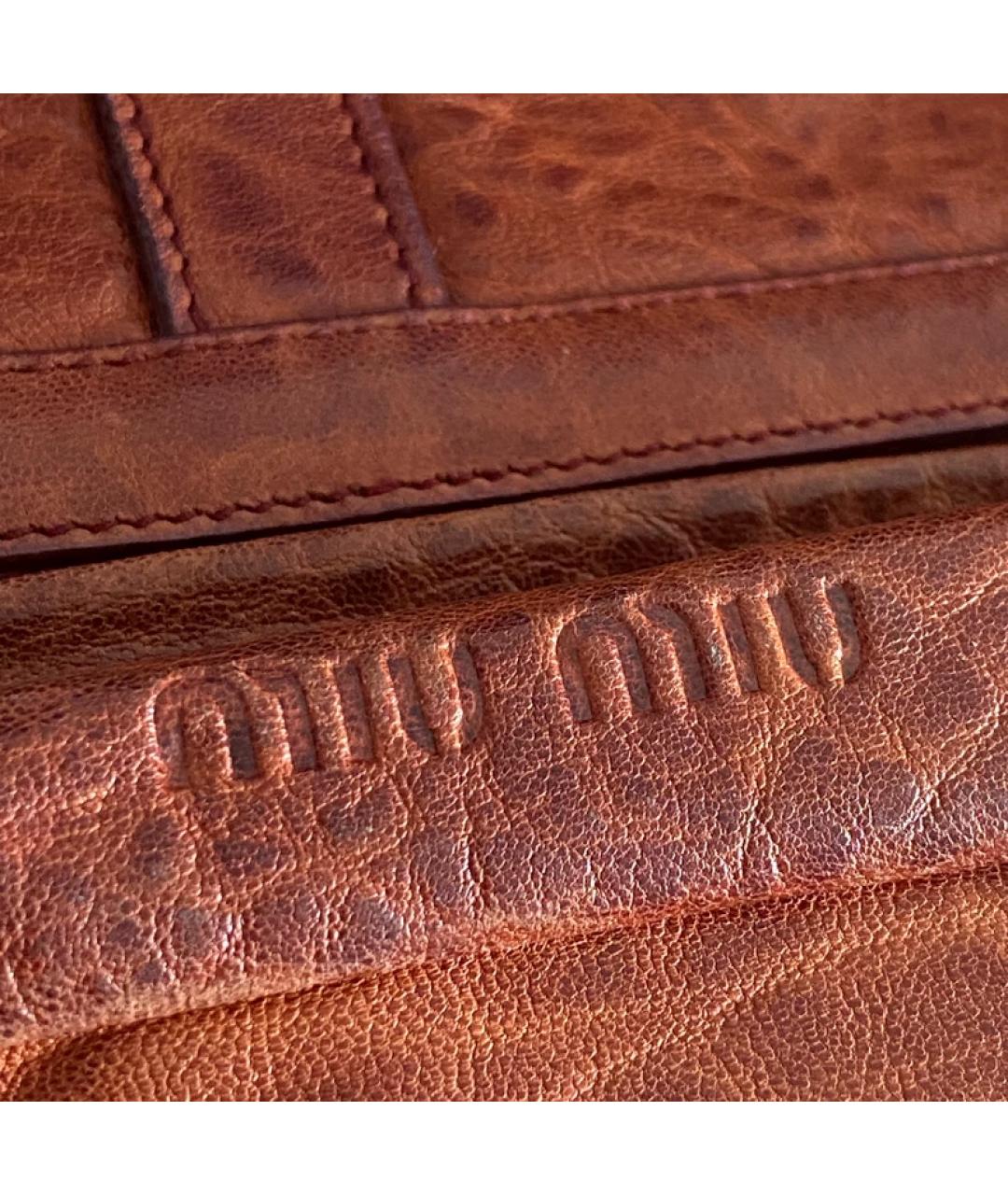 MIU MIU Коричневая кожаная сумка с короткими ручками, фото 5
