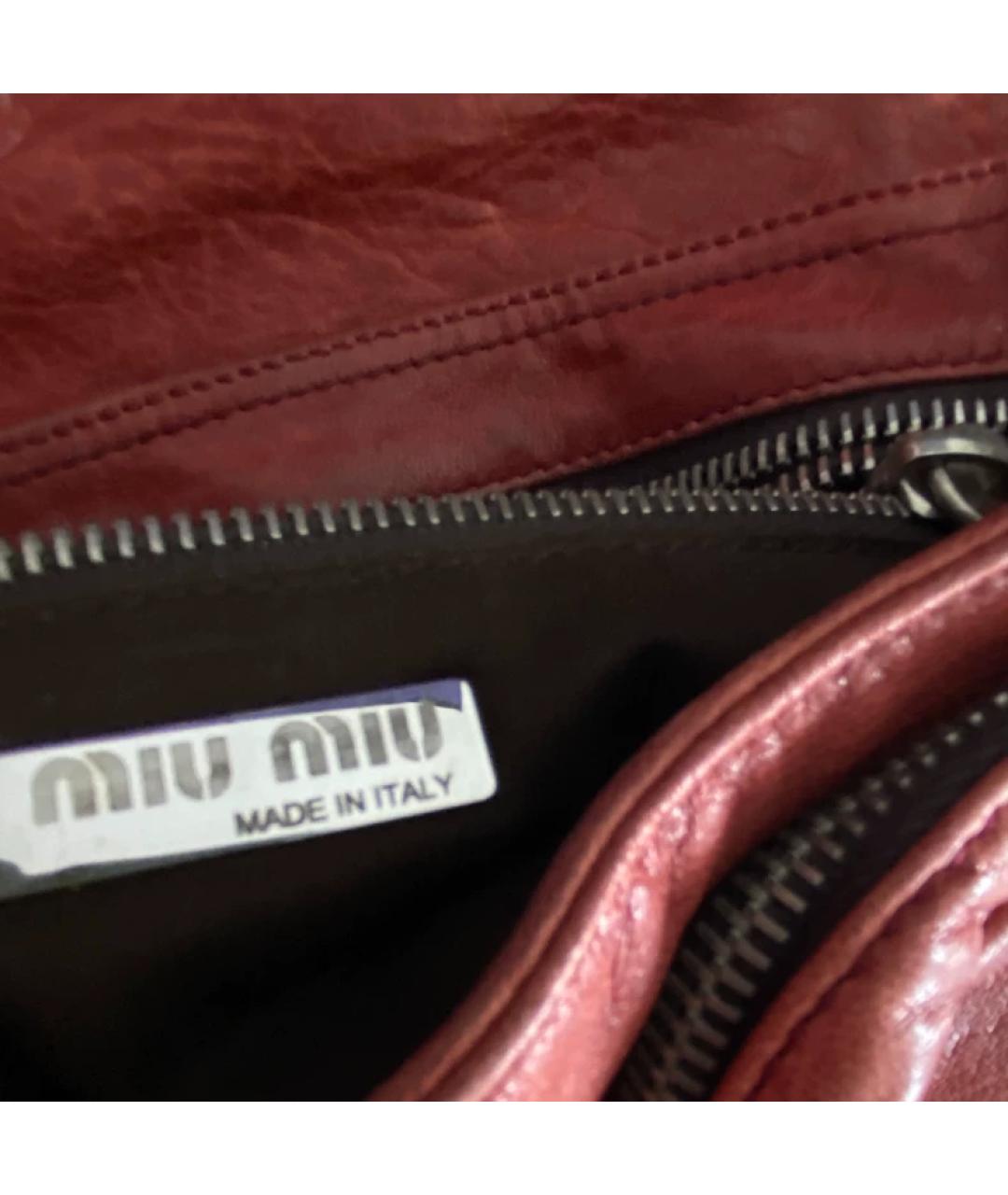 MIU MIU Коричневая кожаная сумка с короткими ручками, фото 3
