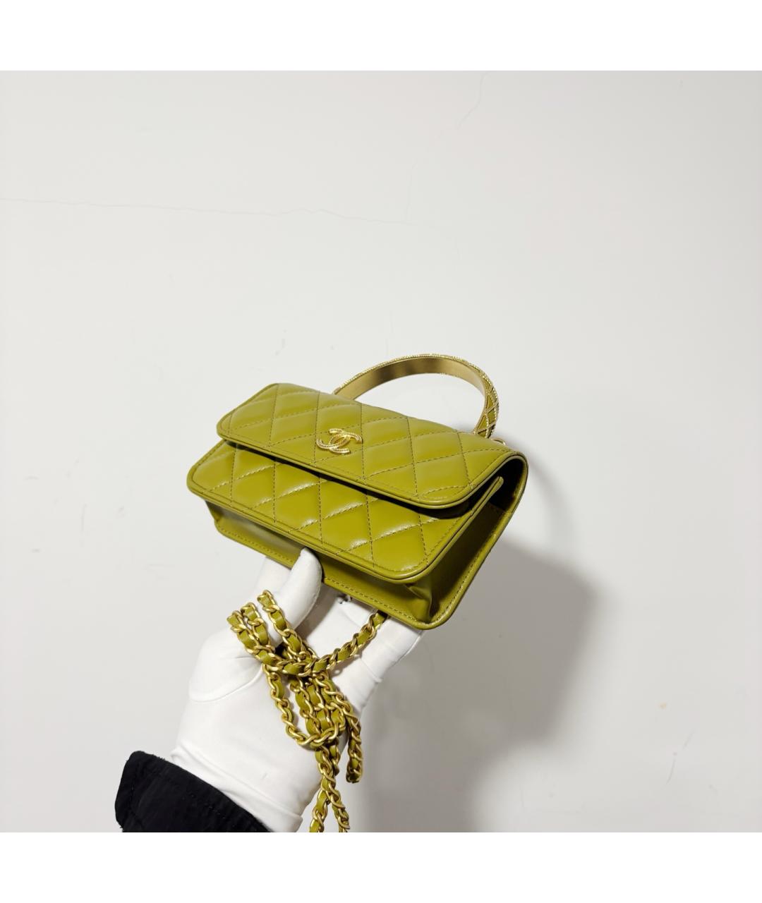 CHANEL Зеленая кожаная сумка через плечо, фото 4