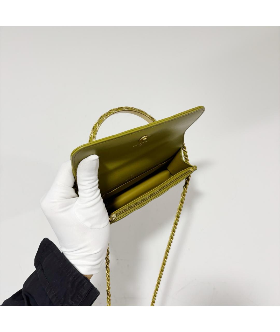 CHANEL Зеленая кожаная сумка через плечо, фото 6