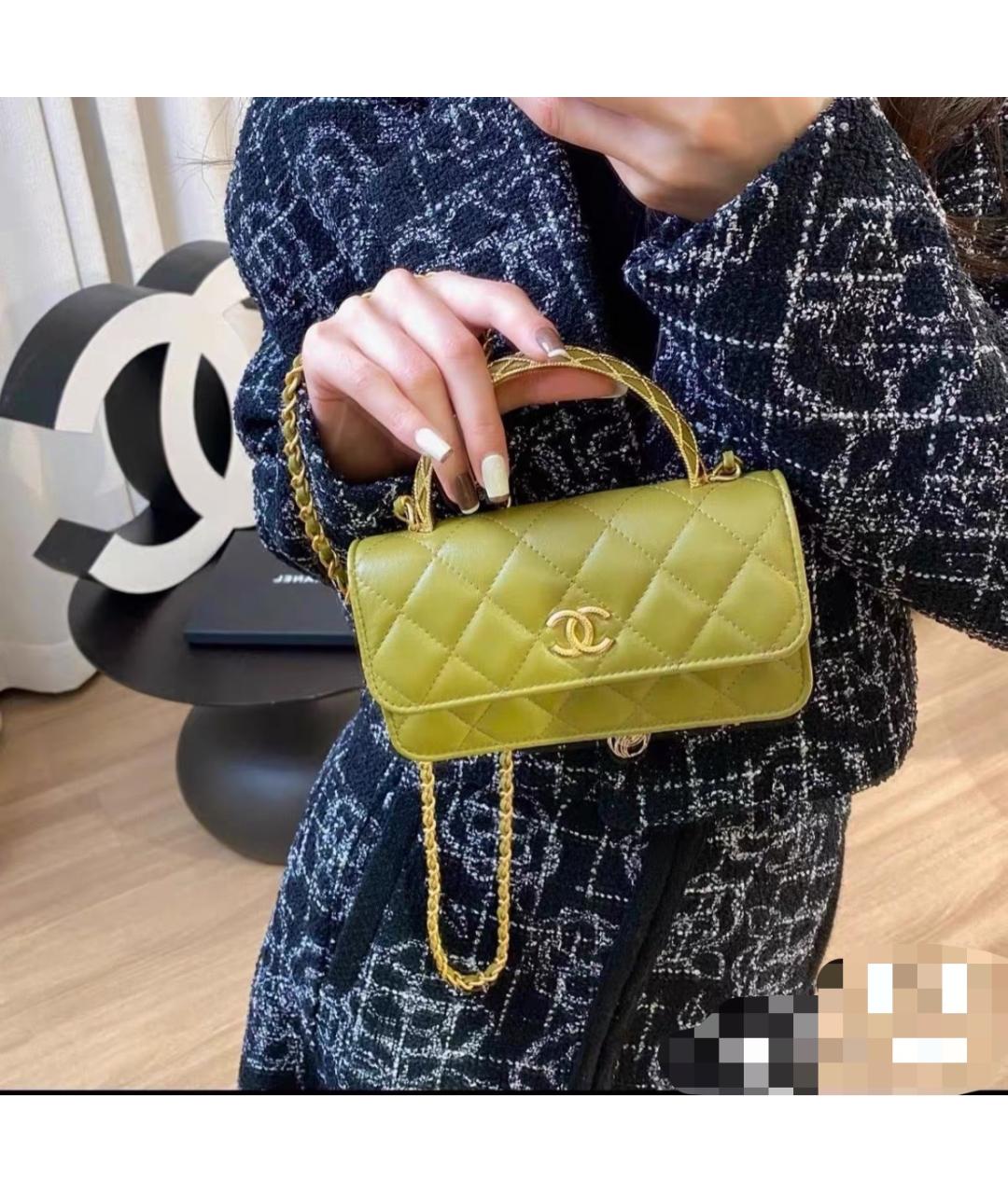 CHANEL Зеленая кожаная сумка через плечо, фото 7