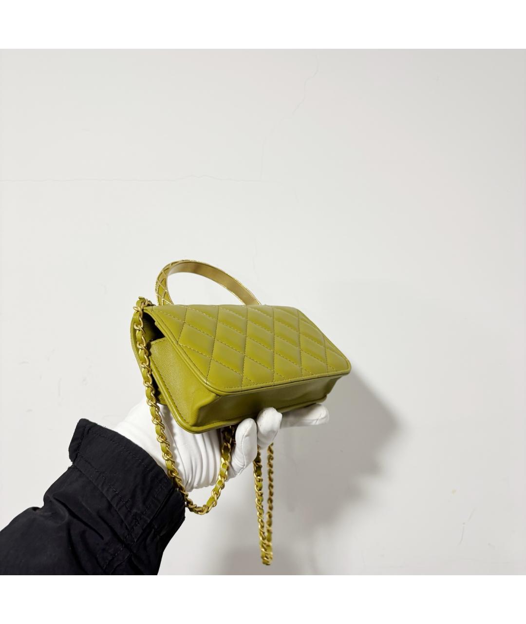 CHANEL Зеленая кожаная сумка через плечо, фото 5