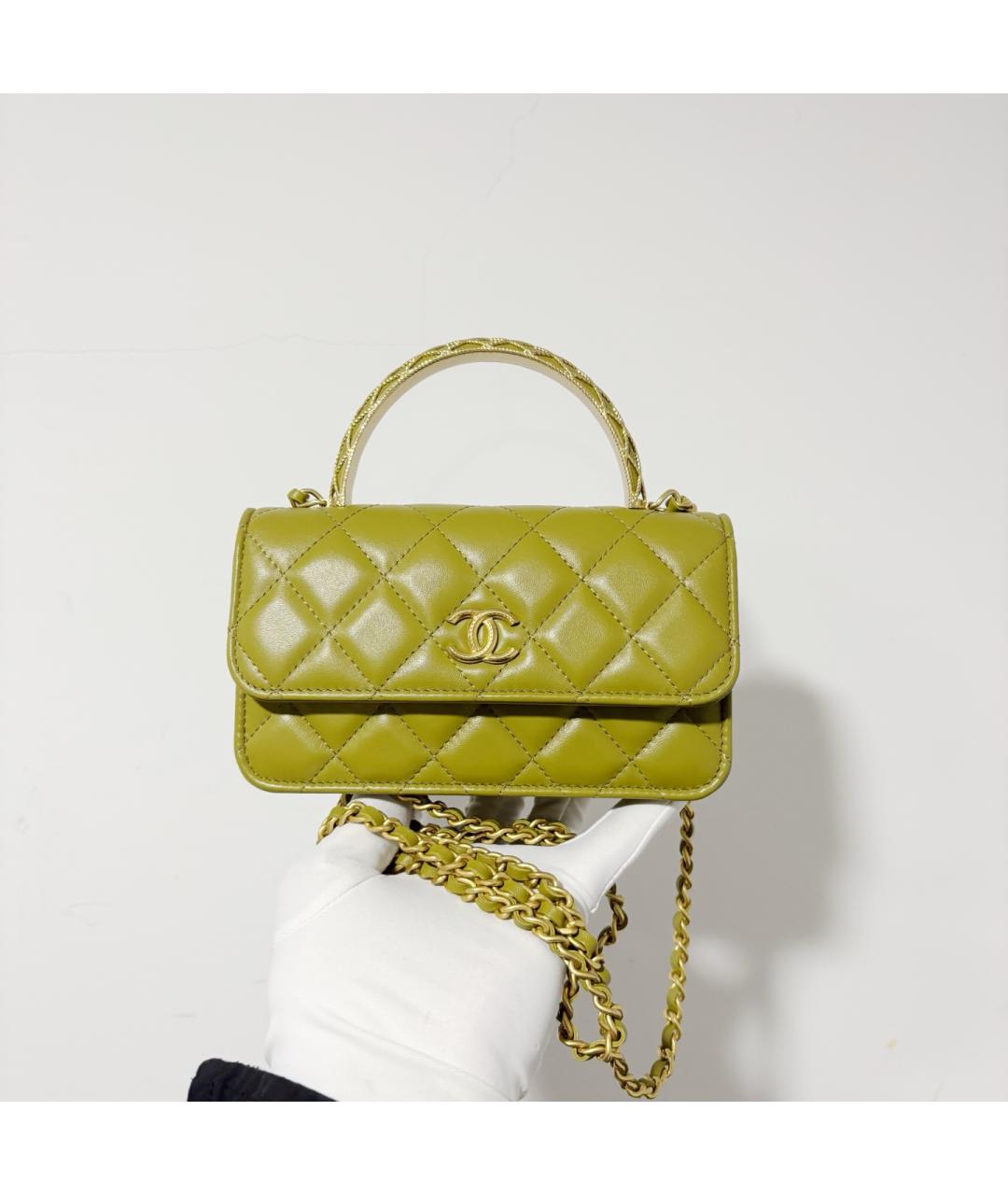 CHANEL Зеленая кожаная сумка через плечо, фото 2