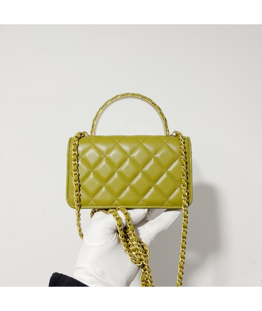 CHANEL Зеленая кожаная сумка через плечо, фото 3