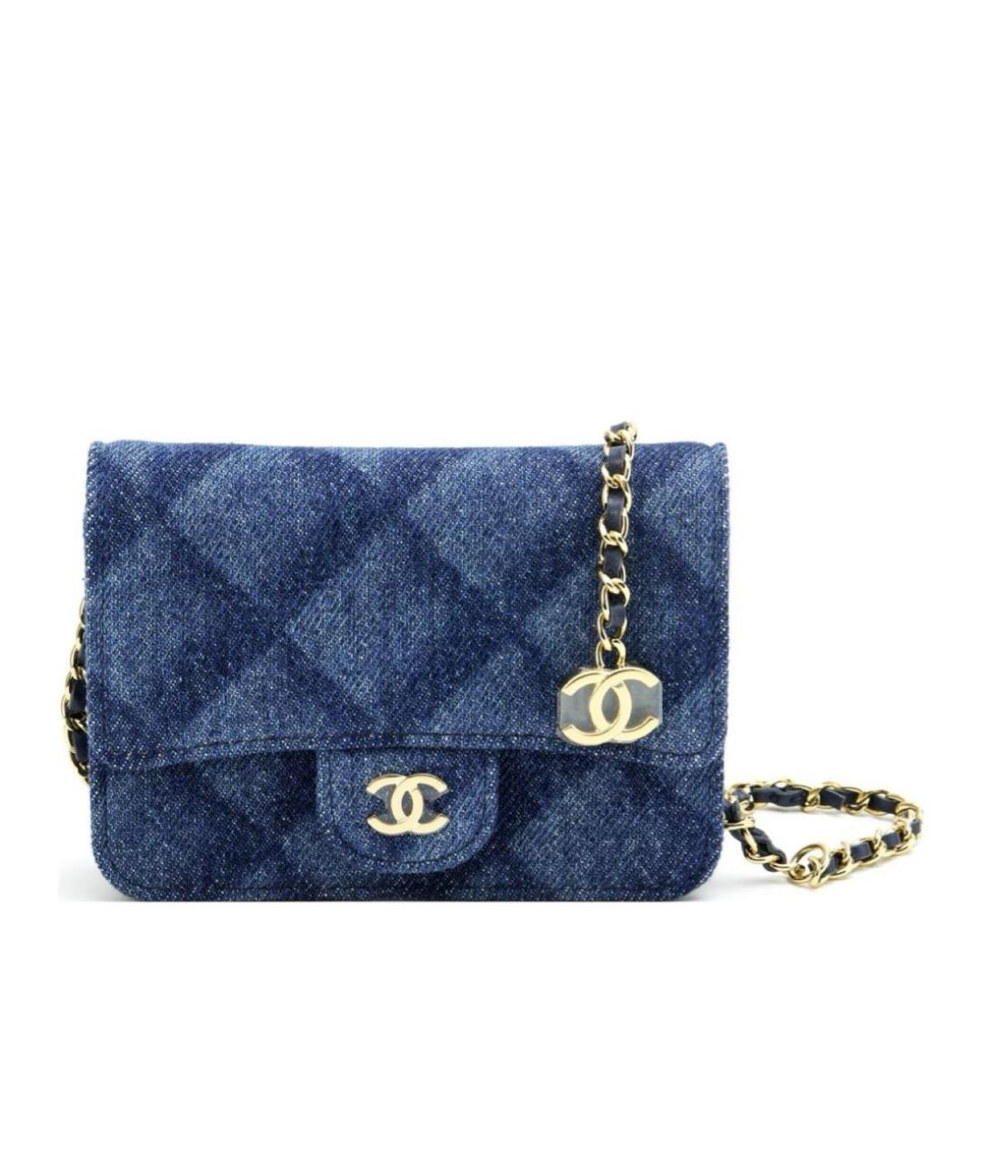 CHANEL Синяя тканевая поясная сумка, фото 4