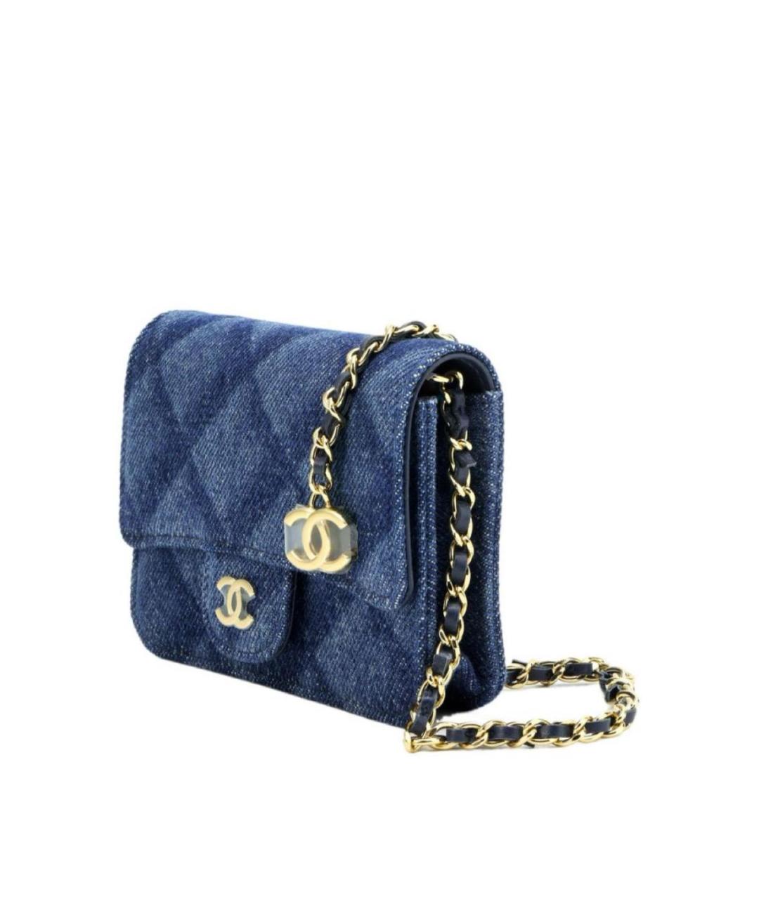 CHANEL Синяя тканевая поясная сумка, фото 3