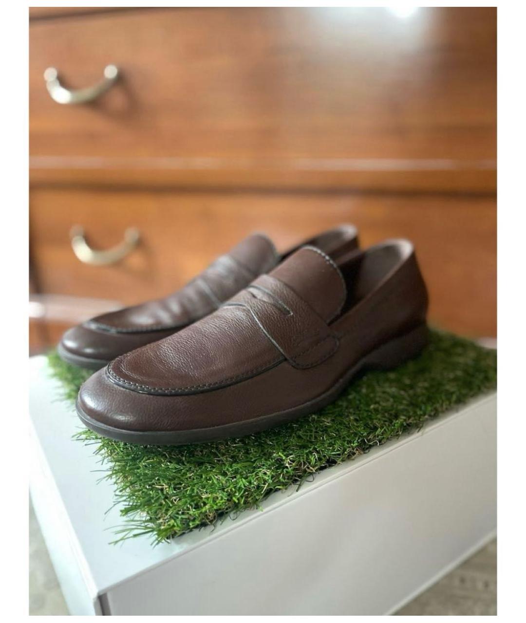 LOUIS VUITTON Коричневые кожаные лоферы, фото 6