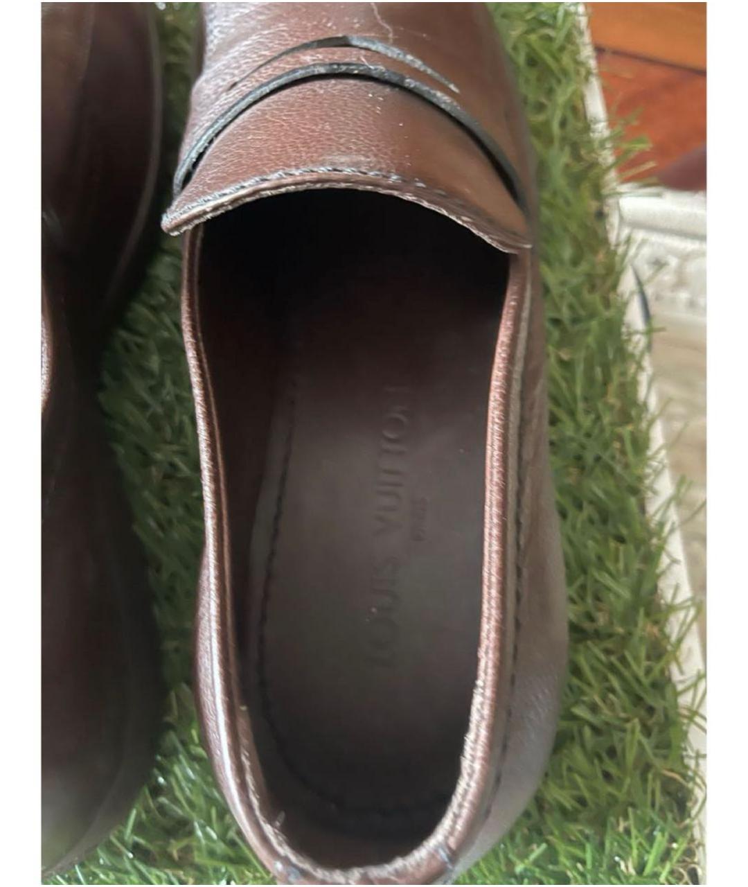 LOUIS VUITTON Коричневые кожаные лоферы, фото 3