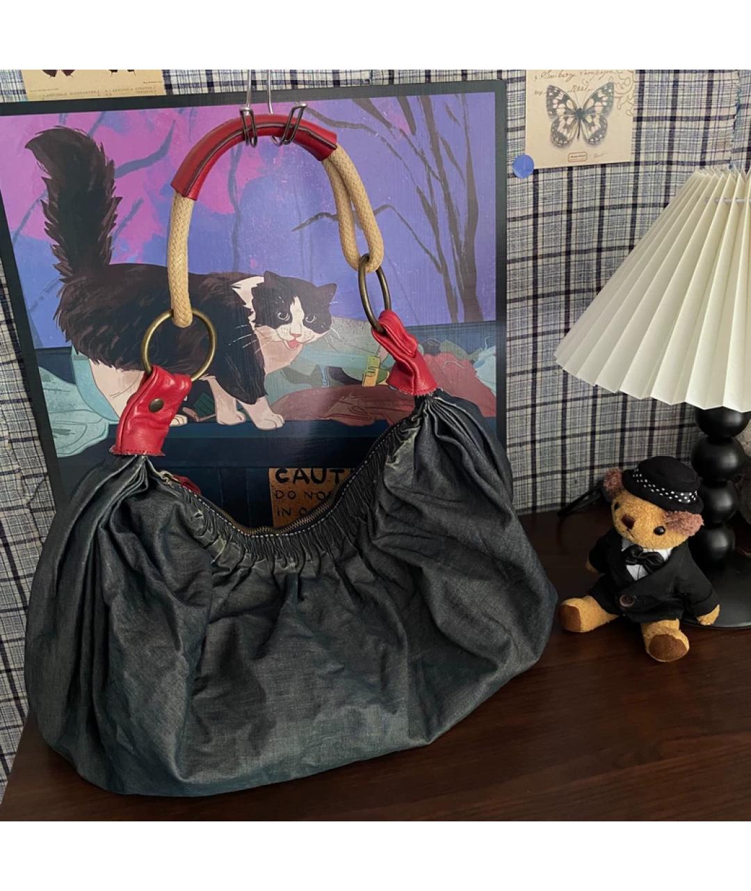 MIU MIU Красная деним сумка с короткими ручками, фото 6