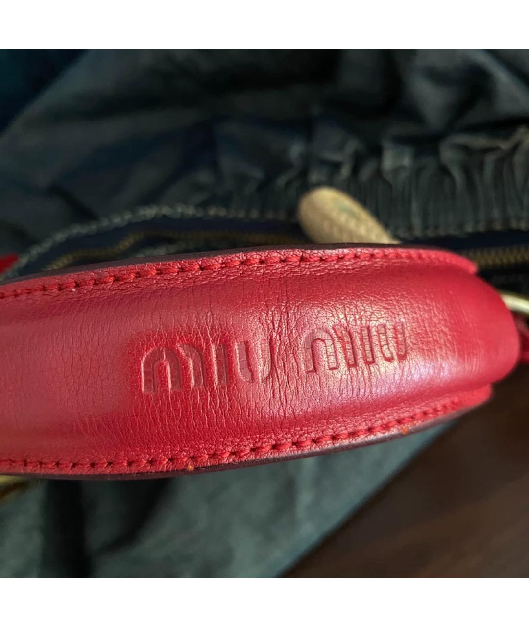 MIU MIU Красная деним сумка с короткими ручками, фото 5