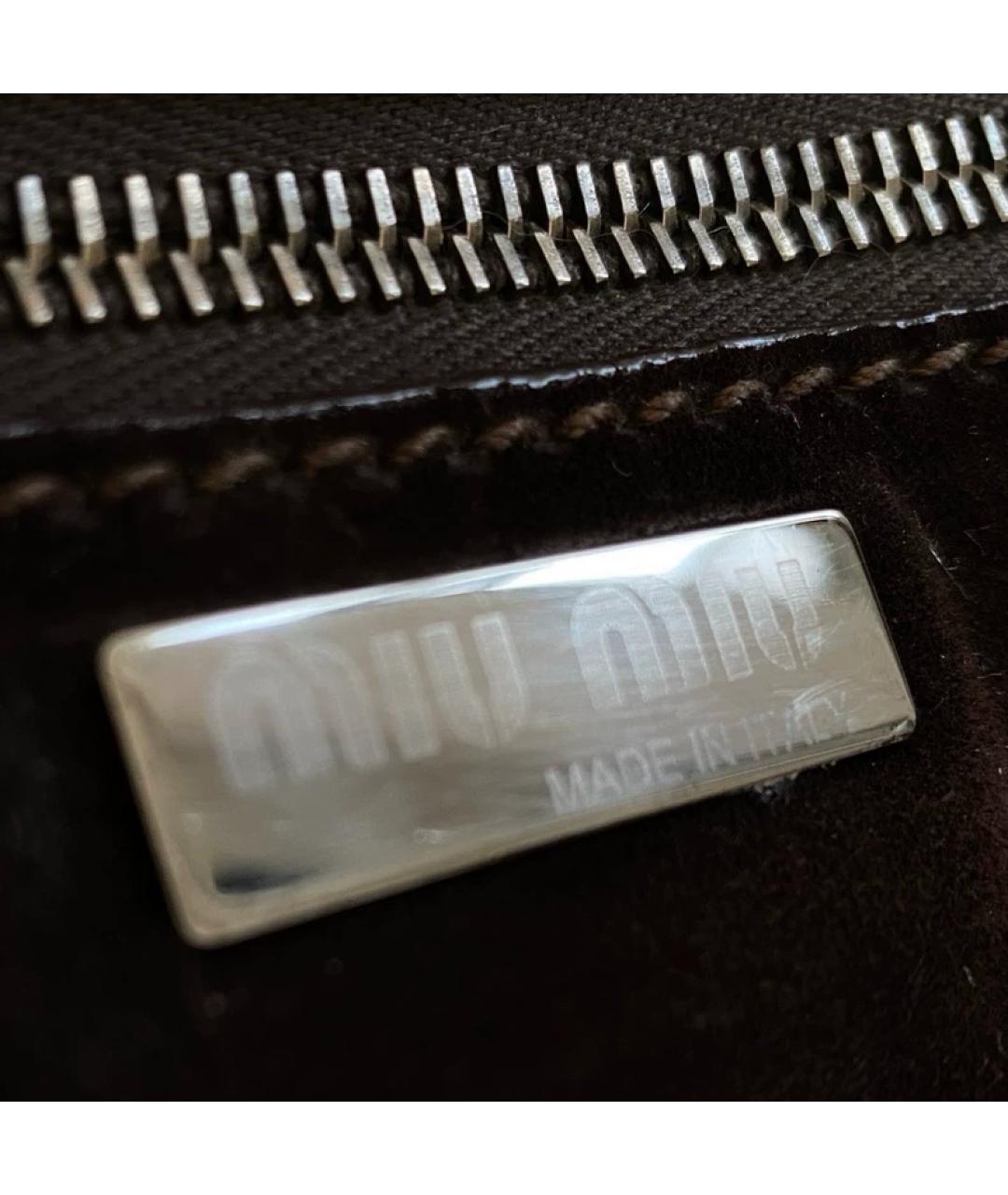 MIU MIU Коричневая бархатная сумка с короткими ручками, фото 5