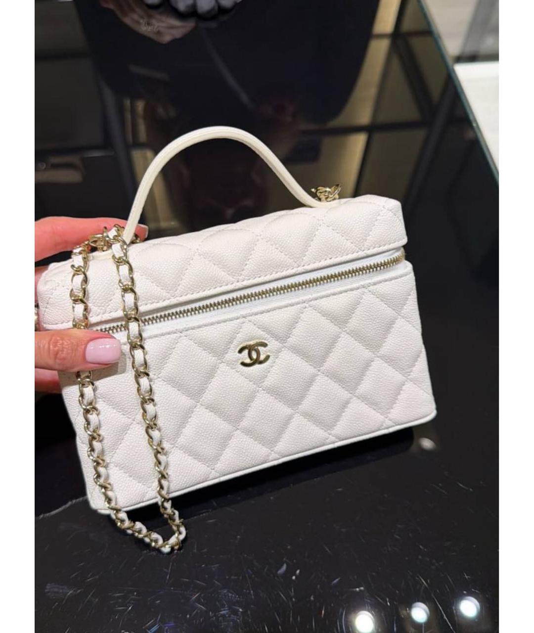 CHANEL Белая кожаная сумка через плечо, фото 4