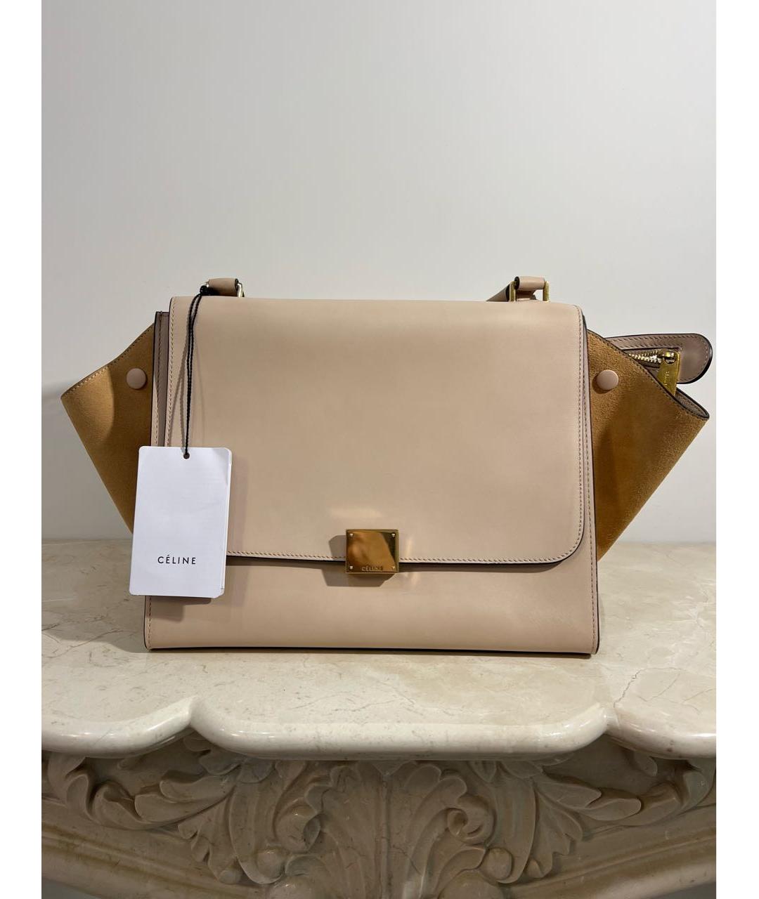 CELINE Розовая кожаная сумка с короткими ручками, фото 5