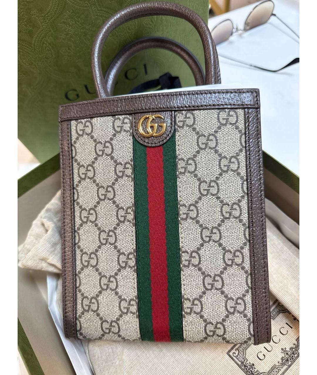 GUCCI Коричневая хлопковая сумка через плечо, фото 2