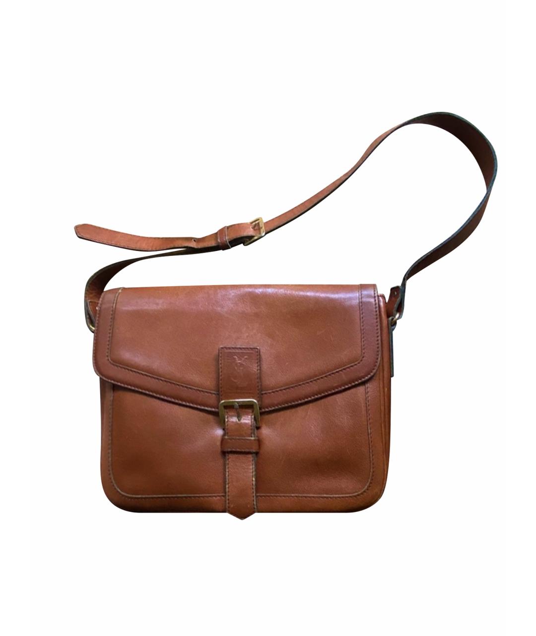 SAINT LAURENT Коричневая льняная сумка с короткими ручками, фото 1