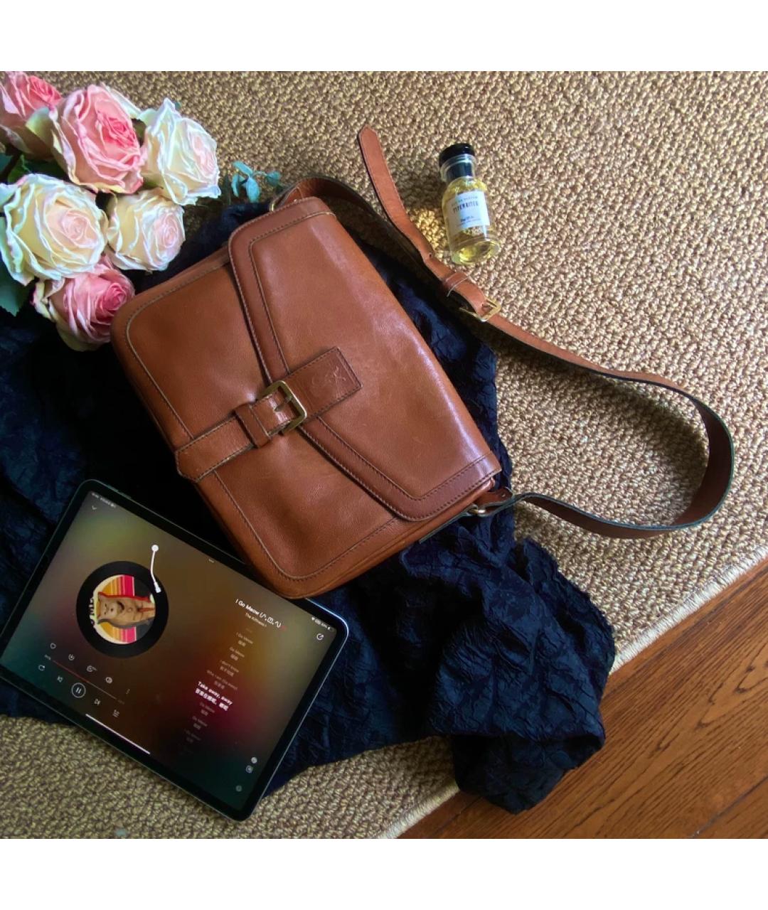 SAINT LAURENT Коричневая льняная сумка с короткими ручками, фото 4