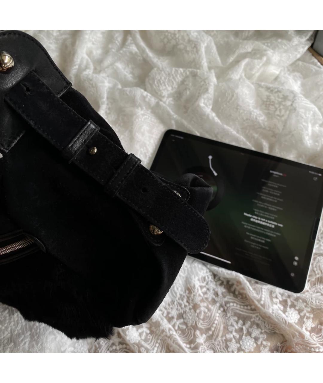 FERRAGAMO Черная меховая сумка с короткими ручками, фото 2