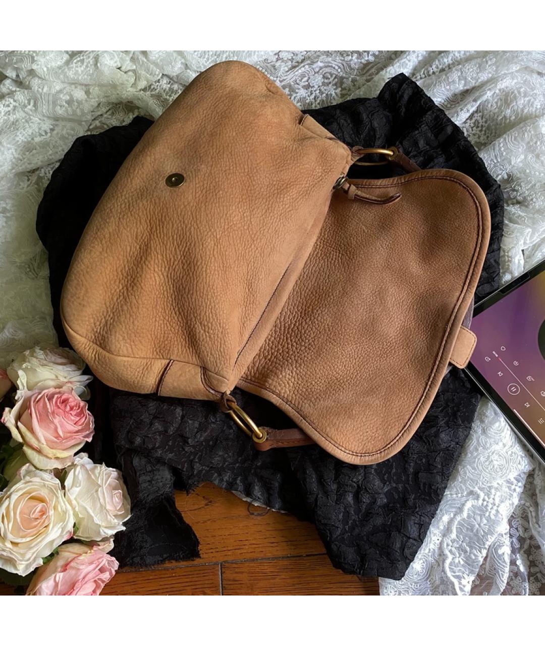 MIU MIU Бежевая замшевая сумка с короткими ручками, фото 4