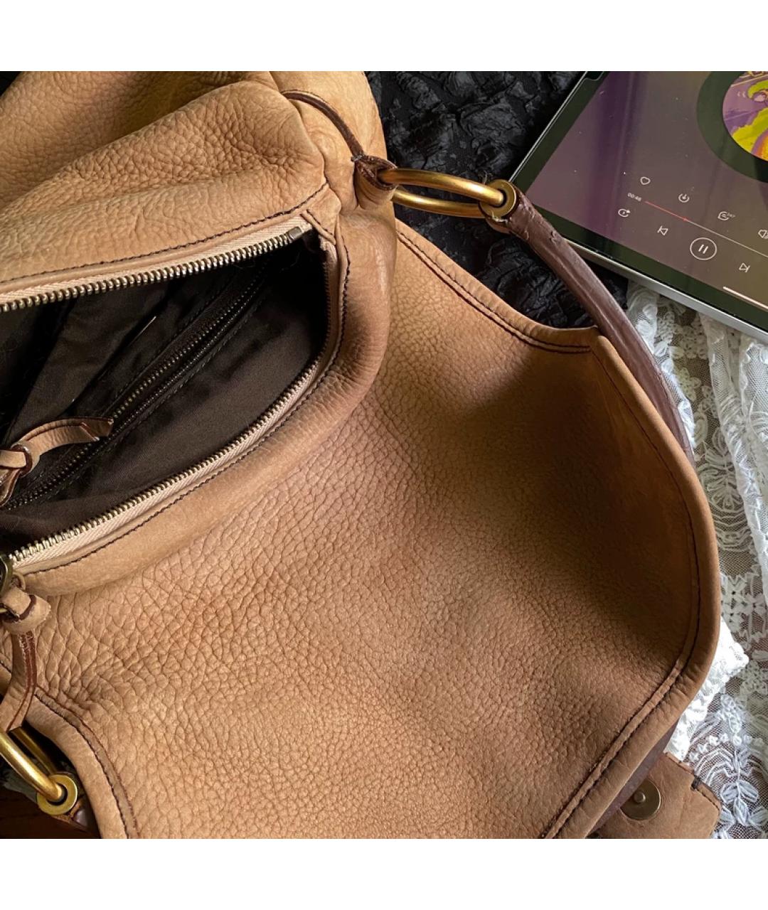 MIU MIU Бежевая замшевая сумка с короткими ручками, фото 2