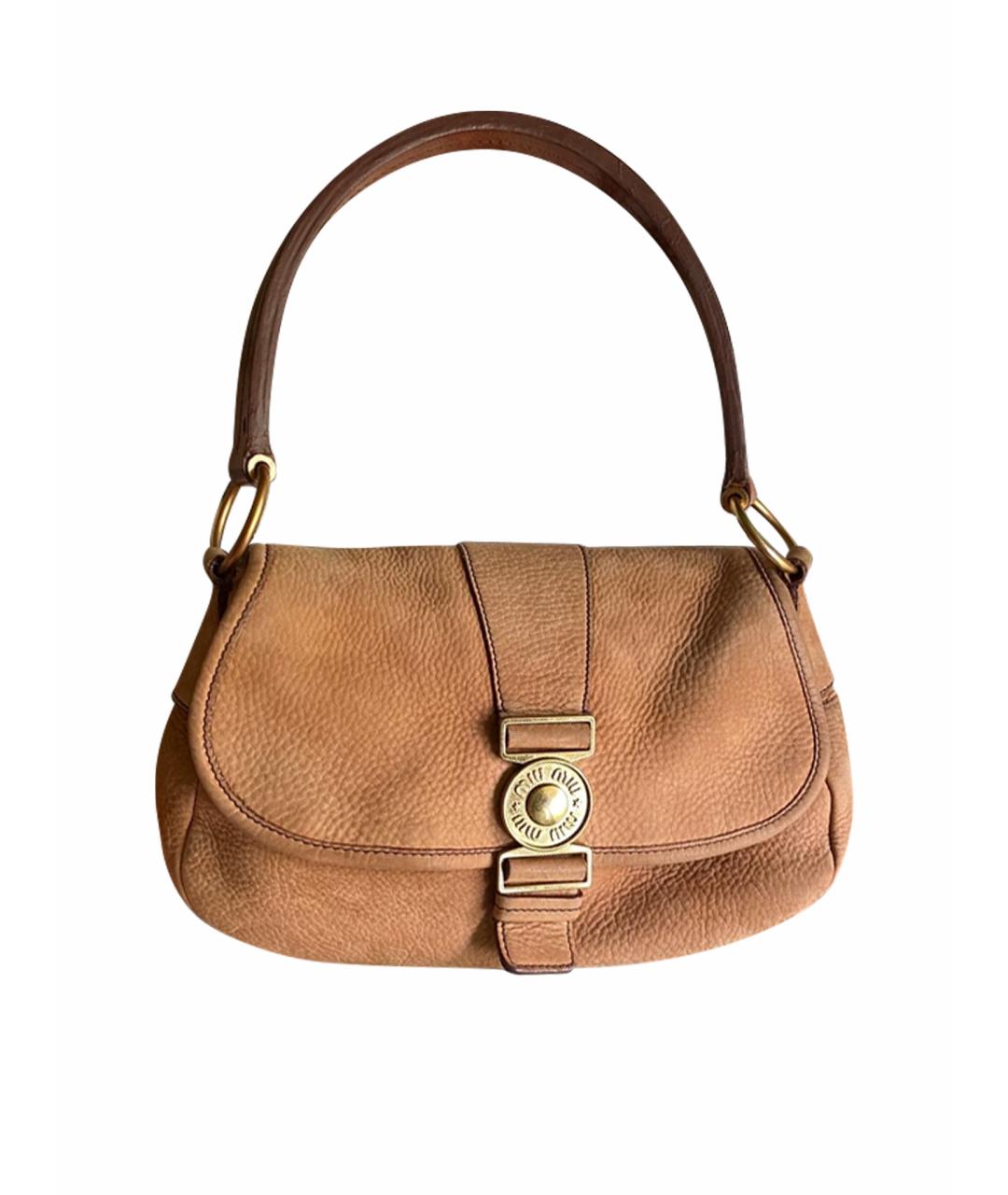 MIU MIU Бежевая замшевая сумка с короткими ручками, фото 1