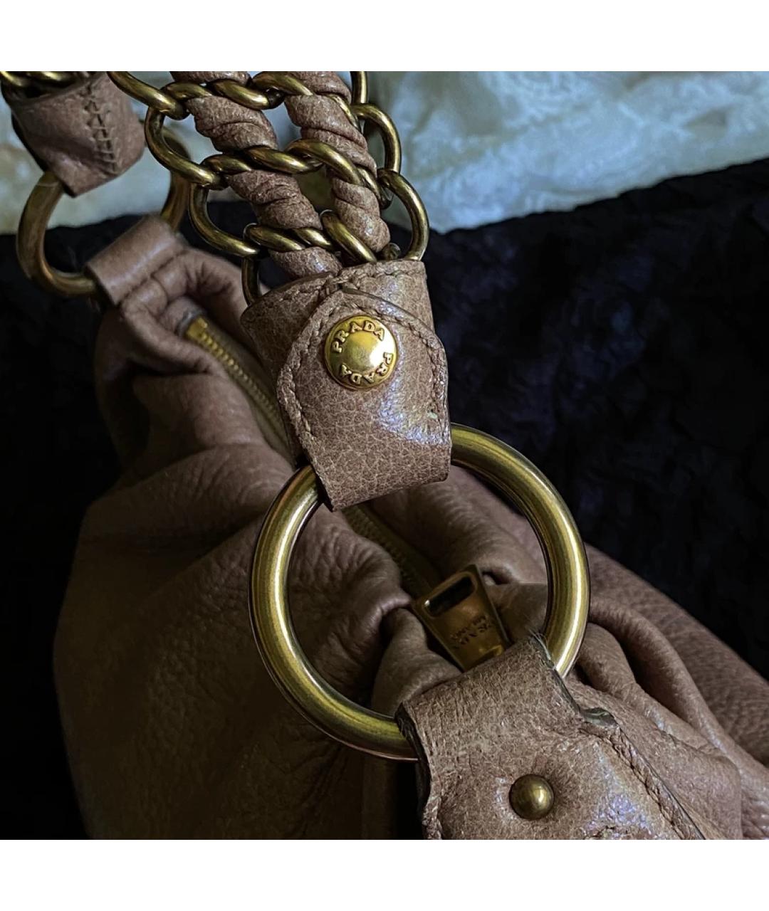 PRADA Коричневая льняная сумка с короткими ручками, фото 2