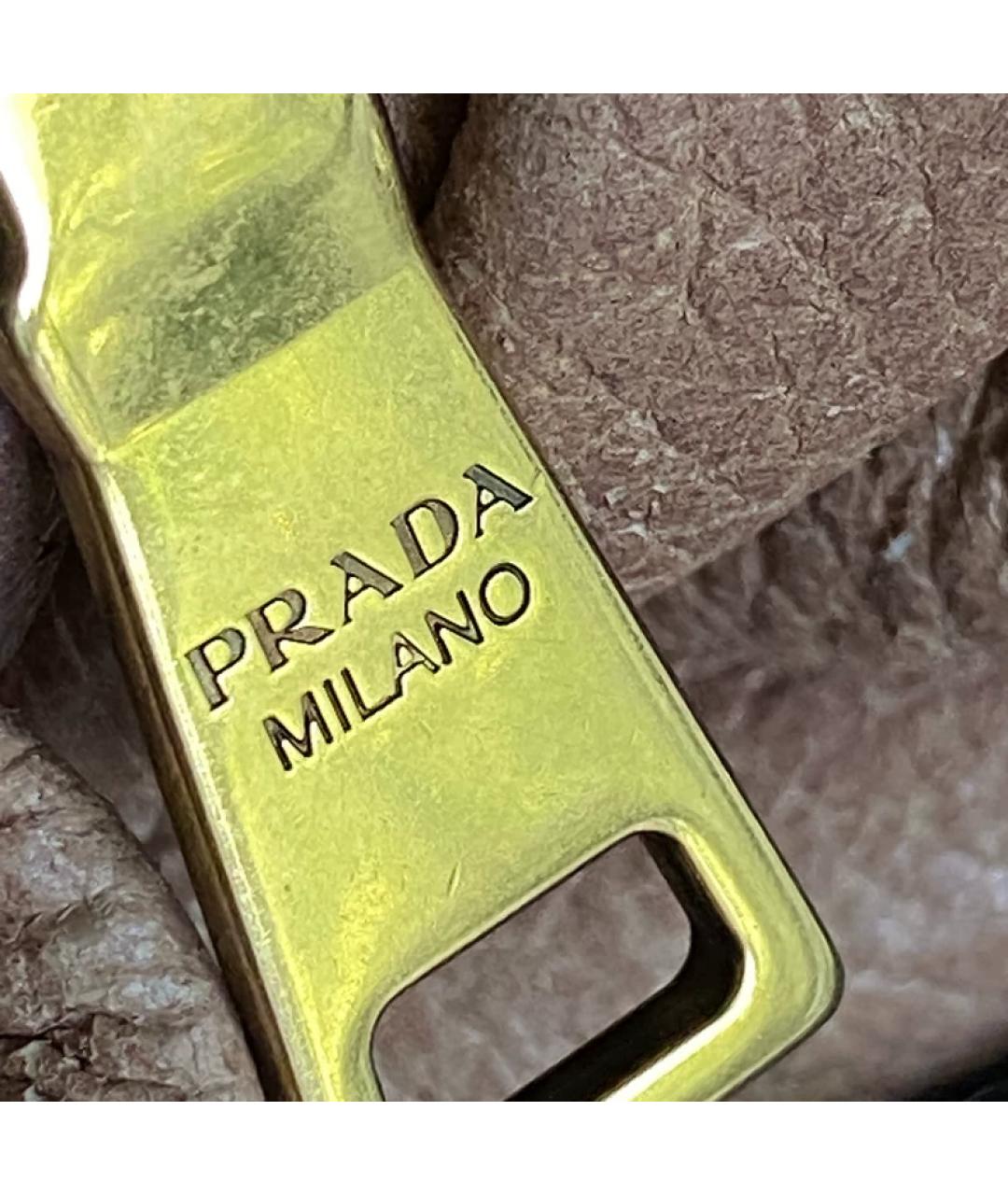 PRADA Коричневая льняная сумка с короткими ручками, фото 5