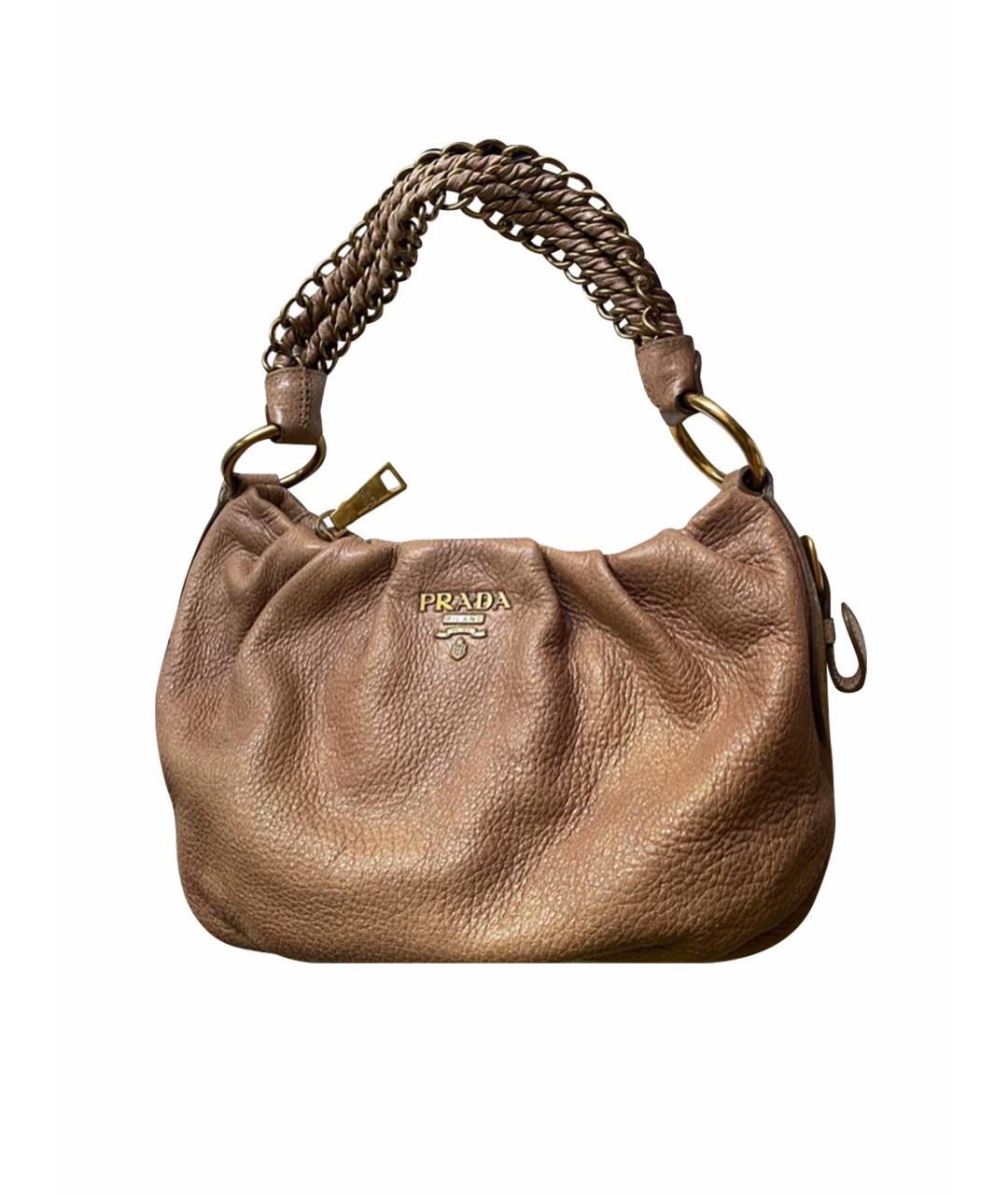 PRADA Коричневая льняная сумка с короткими ручками, фото 1