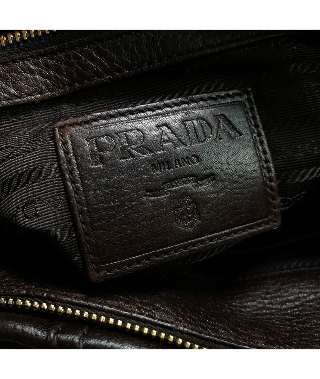 PRADA Черная льняная сумка с короткими ручками, фото 7