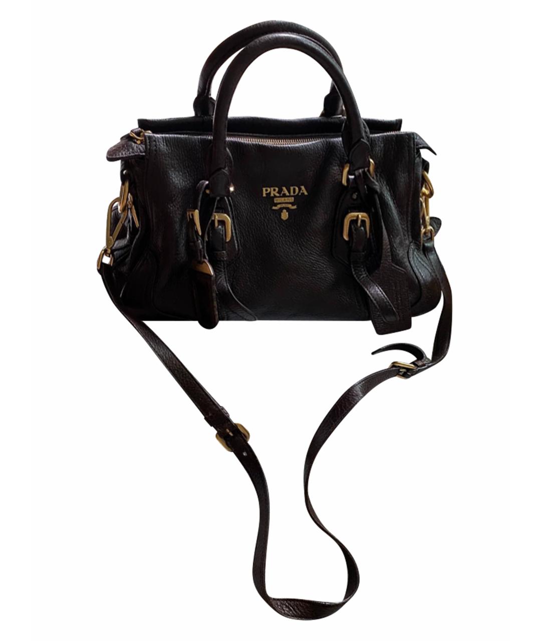 PRADA Черная льняная сумка с короткими ручками, фото 1