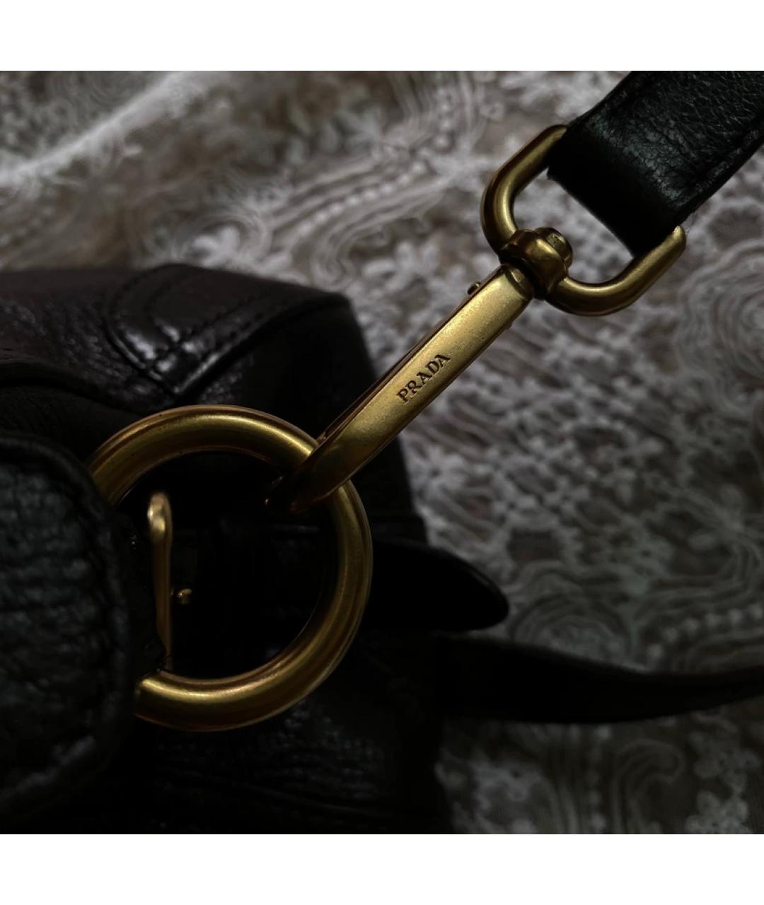PRADA Черная льняная сумка с короткими ручками, фото 6